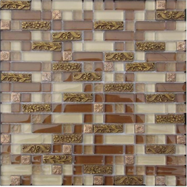 Mosaico de metal de aço inoxidável irregular polido 3D, banheiro, cozinha, azulejos de mosaico de vidro à prova d\'água