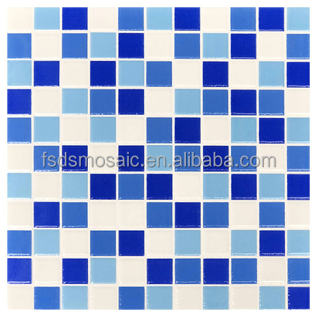 Azulejos de piso de mosaico de cristal azul, azulejos de banheiro, vidro de mosaico de piscina 