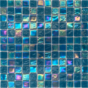 Azulejos de mosaico de vidro iridescente de cristal azul, azulejos de banheiro, vidro de mosaico de piscina