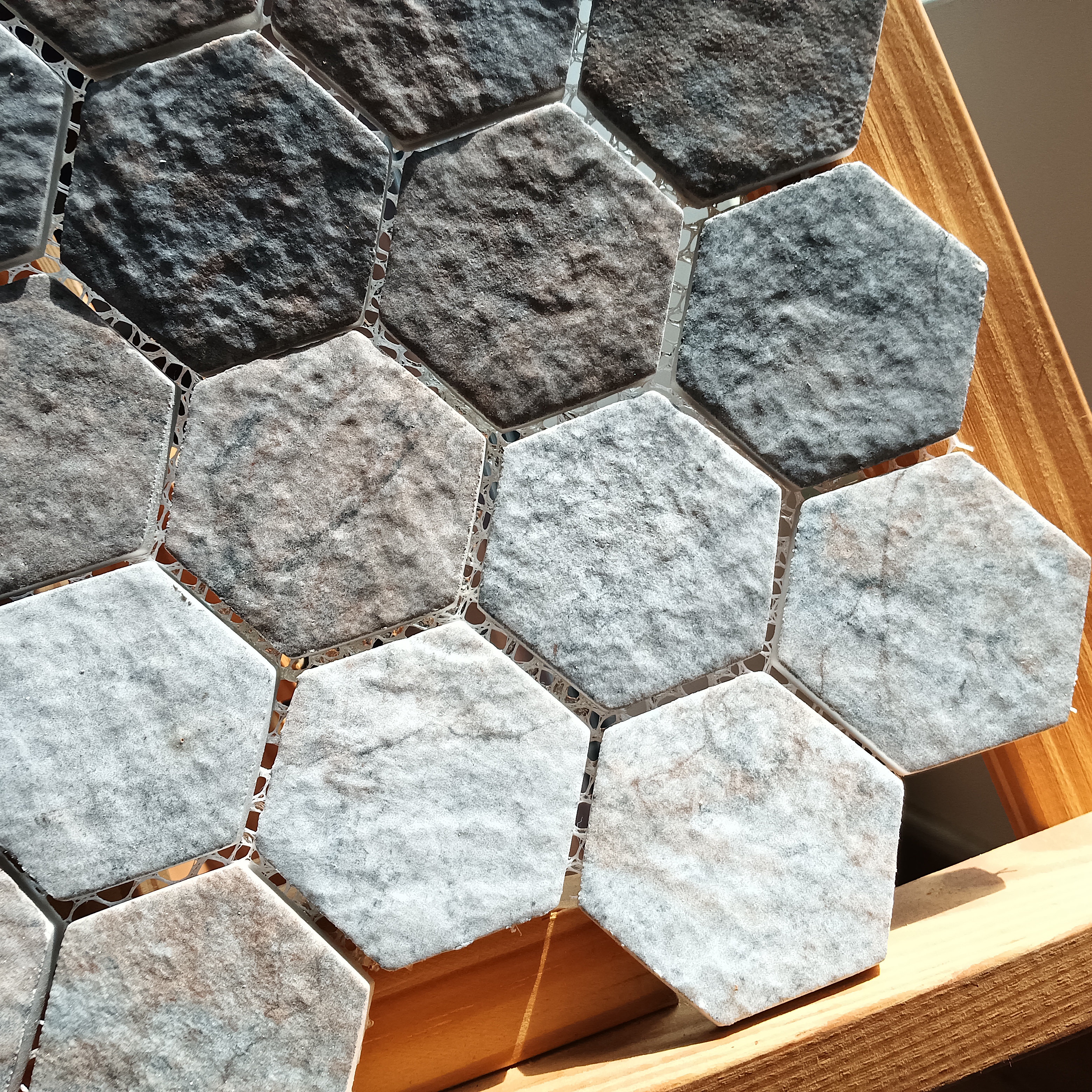 Hexágono de vidro cor diferente telha cozinha parede banheiro backsplash telhas de mosaico de vidro sólido