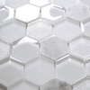 Mosaico hexagonal natureza branca mistura telhas mosaico de vidro popular para cozinha quente banheiro mosaico telhas e telhas de parede